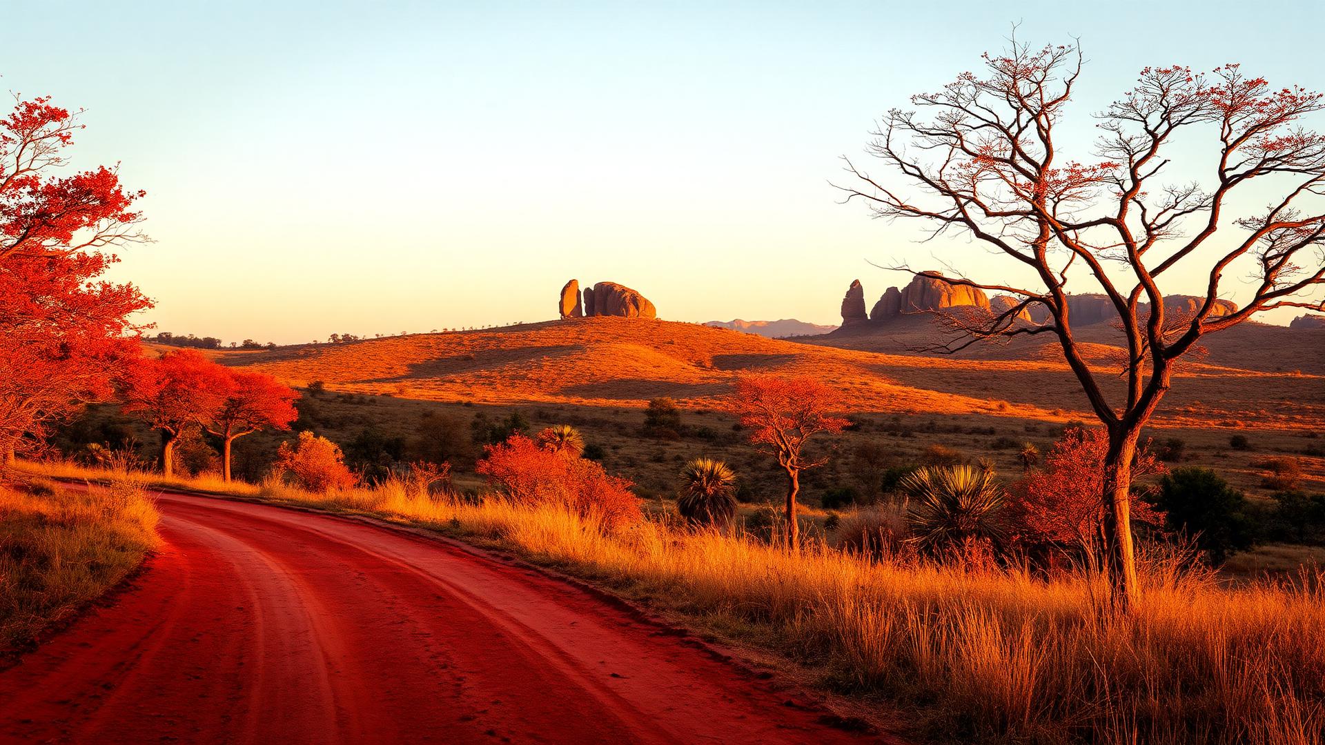 Rolling hills of Goromonzi South at golden hour